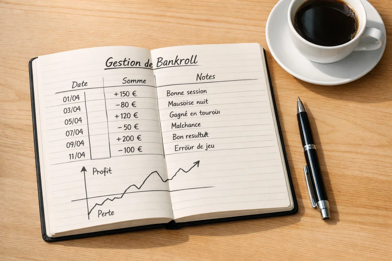 Notitieboek met budget planning en pen