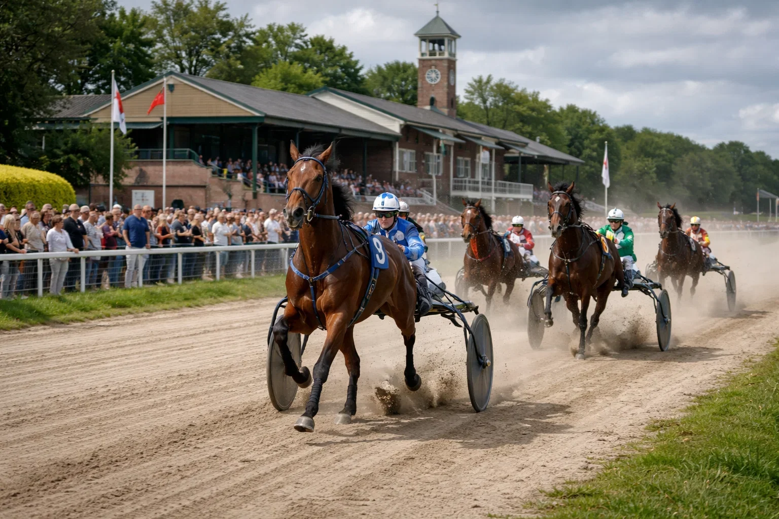 Drafbaan Wolvega met paarden en sulkys